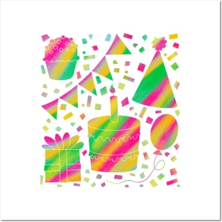 Rainbow Birthday Part Design With White Background Posters and Art